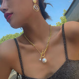 Hip Hop Plated Chain Metal Ball Long Clavicle Necklace for Men Women Girls
