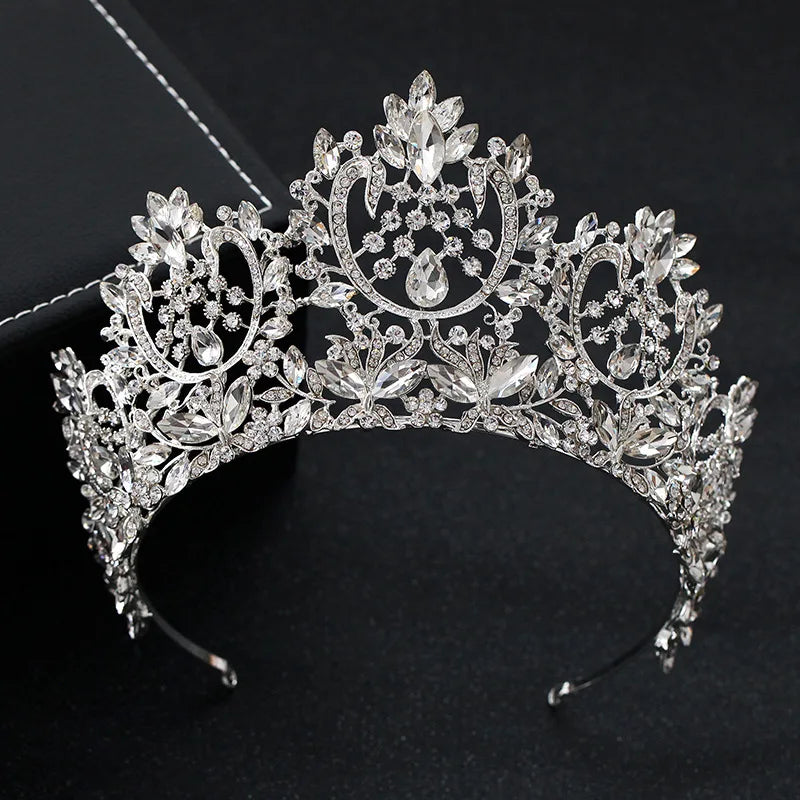 Vintage European Bride Wedding Tiaras Crystal Queen Crown Hair Accessories