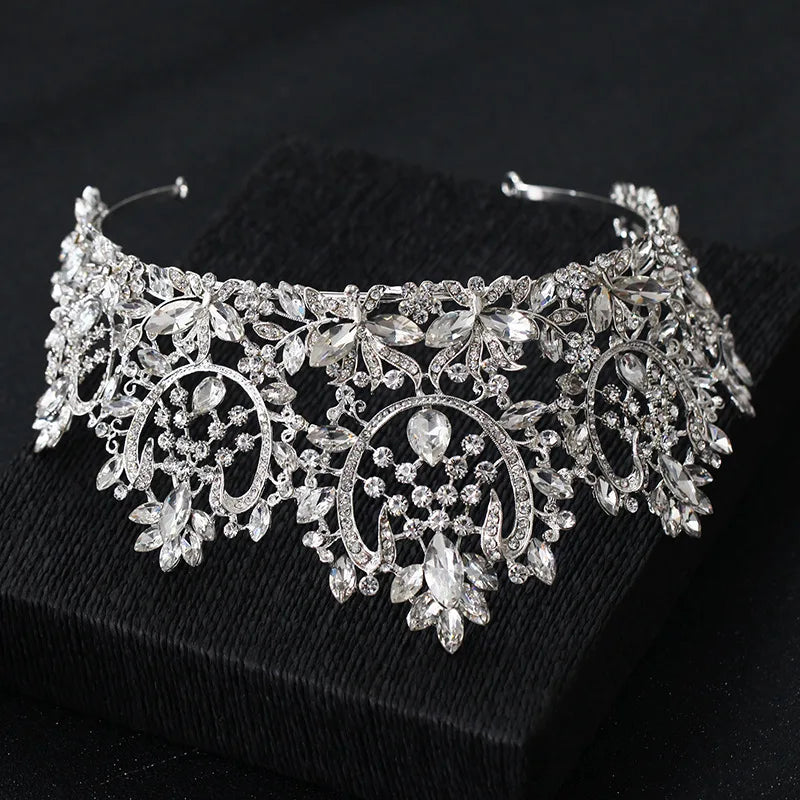 Vintage European Bride Wedding Tiaras Crystal Queen Crown Hair Accessories