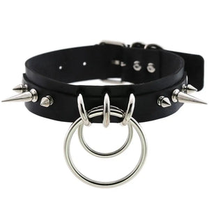 Punk Spike Metal Collar Leather Harness Choker Necklace Women