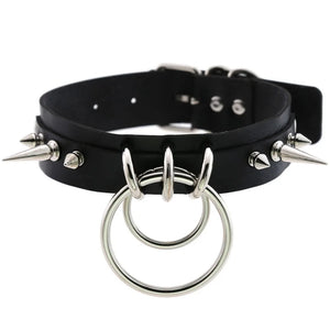 Punk Spike Metal Collar Leather Harness Choker Necklace Women