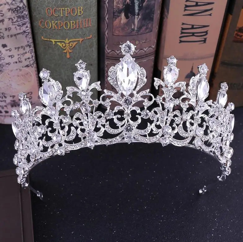 Red Crystal Bridal Tiara Rhinestone Crown Headband Hair Accessory