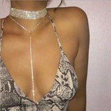 Crystal Gem Choker Necklace Chunky Statement Jewelry Gift