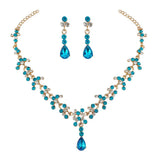 Rose Crystal Bridal Wedding Jewelry Sets Rhinestone Necklace Earrings Set