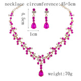 Rose Crystal Bridal Wedding Jewelry Sets Rhinestone Necklace Earrings Set