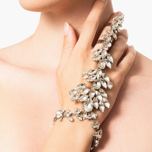 Crystal Geometric Bracelet Rhinestone Hand Ring Bangle for Women