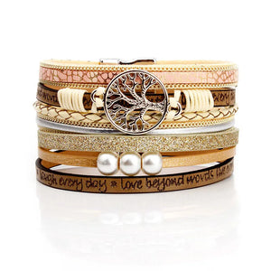 Summer Leather Bracelet Charm Pearls Bohemian Bracelets for Women