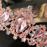 Baroque Crystal Pink Queen Crown Bridal Hair Accessories