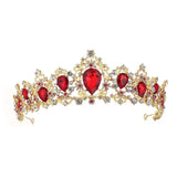 Baroque Crystal Pink Queen Crown Bridal Hair Accessories