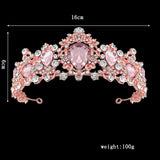 Baroque Crystal Pink Queen Crown Bridal Hair Accessories