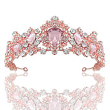 Baroque Crystal Pink Queen Crown Bridal Hair Accessories
