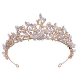 Baroque Crystal Wedding Crown Beads Tiara Queen Headpiece Hair Accessory