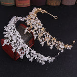 Baroque Crystal Wedding Crown Beads Tiara Queen Headpiece Hair Accessory
