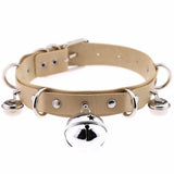 Punk Leather Choker Necklace Multilayer Bells Metal Chocker Collar Necklace