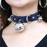 Punk Leather Choker Necklace Multilayer Bells Metal Chocker Collar Necklace