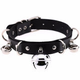 Punk Leather Choker Necklace Multilayer Bells Metal Chocker Collar Necklace