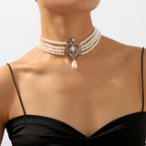 Vintage Royal Carved Pearl Necklace for Women Wedding Bridal Jewelry