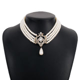 Vintage Royal Carved Pearl Necklace for Women Wedding Bridal Jewelry