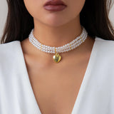Vintage Pearl Choker Necklace Chain Goth Collar For Women