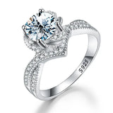 Moissanite Fountain Rose Flower Ring 925 Silver Diamonds Engagement