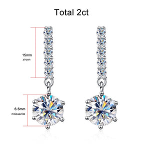 1ct D Moissanite Earrings 925 Sterling Silver Plated 18k Earrin