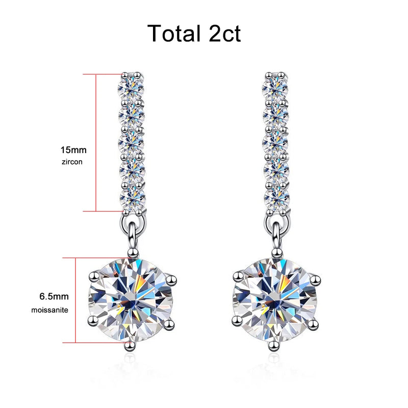 1ct D Moissanite Earrings 925 Sterling Silver Plated 18k Earrin