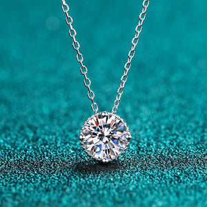 D VVS1 Moissanite Round Cut Pendant Necklace for Women