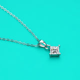 1ct Princess Cut Moissanite Necklace with Certificate