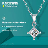 1ct Princess Cut Moissanite Necklace with Certificate