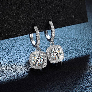 D Moissanite Earring 925 Sterling Sliver Plated Women Wedding Jewelry