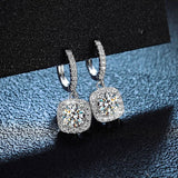 D Moissanite Earring 925 Sterling Sliver Plated Women Wedding Jewelry