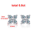 D VVS1 Moissanite Stud Earrings 4 Stones Classic s925 Sterling Silver Gift