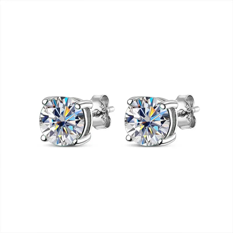 D VVS1 Moissanite Stud Earrings 4 Stones Classic s925 Sterling Silver Gift