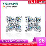 D VVS1 Moissanite Stud Earrings 4 Stones Classic s925 Sterling Silver Gift