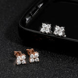D VVS1 Moissanite Stud Earrings 4 Stones Classic s925 Sterling Silver Gift