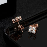 D VVS1 Moissanite Stud Earrings 4 Stones Classic s925 Sterling Silver Gift