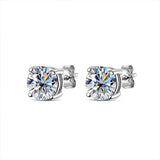D VVS1 Moissanite Stud Earrings 4 Stones Classic s925 Sterling Silver Gift