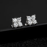 D VVS1 Moissanite Stud Earrings 4 Stones Classic s925 Sterling Silver Gift