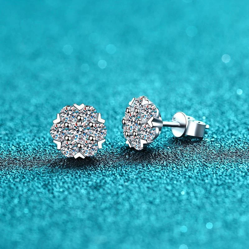 Moissanite Stud Earrings 0.5CT 1CT Sterling Silver D VVS1 Lab Diamond Ear Studs