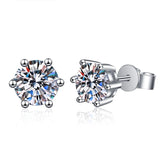 Moissanite Stud Earrings 14K Plated Sterling Silver Round Ear Studs For Women