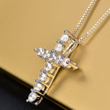 Zirconia Cross Pendant Necklace for Bride Wedding Women