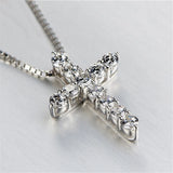 Zirconia Cross Pendant Necklace for Bride Wedding Women