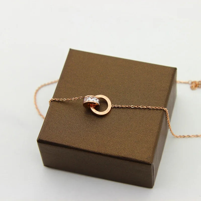 Silver Roman Numerals Pendant Necklace Stainless Steel Jewelry