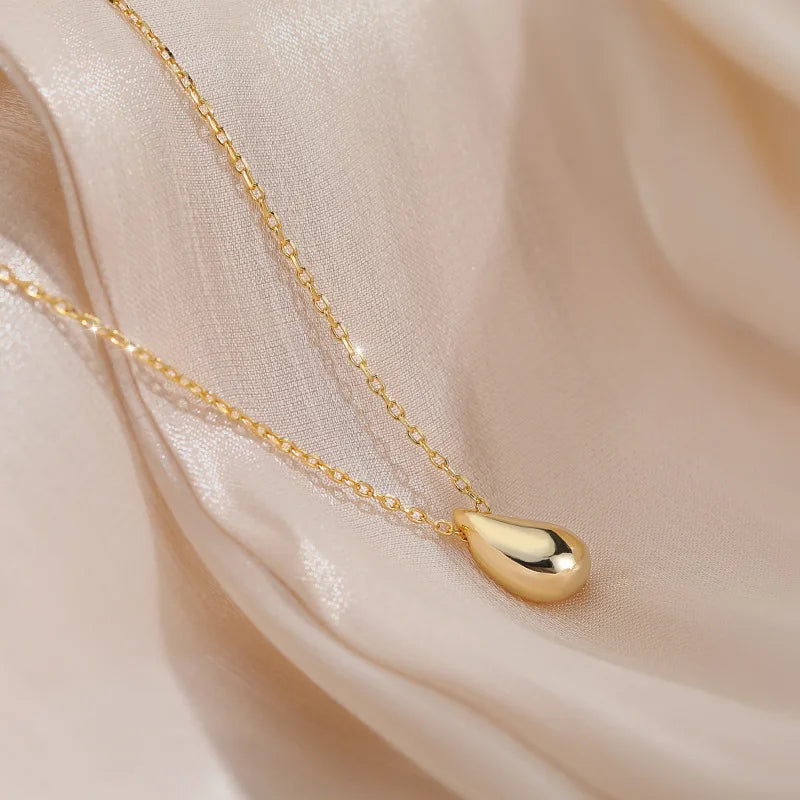 Water Drop Pendant Necklace Stainless Steel Clavicle Choker