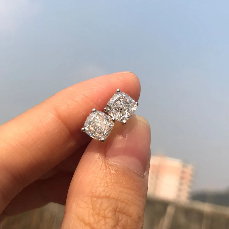 925 Silver 6*6 MM Moissanite Diamond Earrings