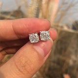925 Silver 6*6 MM Moissanite Diamond Earrings