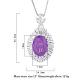 Pink Quartz Amethyst Pendant Necklace for Women Lab Diamond Fine Jewelry