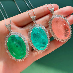 Paraiba Tourmaline Pendant Necklace Pink Quartz Gemstone Fine Jewelry