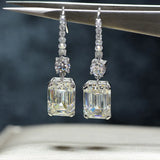 High Carbon Diamond Drop Dangle Earrings 6.5ct