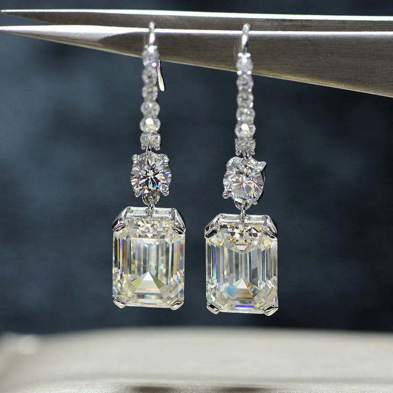 High Carbon Diamond Drop Dangle Earrings 6.5ct